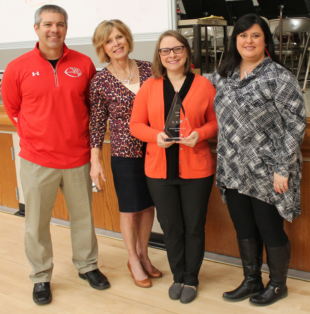 Abby Ross, GEM Award Recipient, Tim Winter Mary Kaye Siebert, Amy Flinn